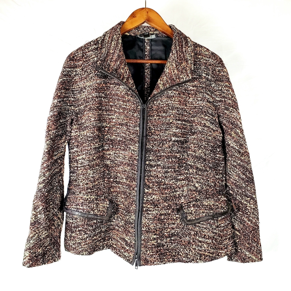 Lafayette 148 New York Boucle Tweed Zip Front Jacket‎